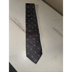 NWT Brooks Brothers Long Grey Tie With White  Design 100% Silk Men's Necktie
